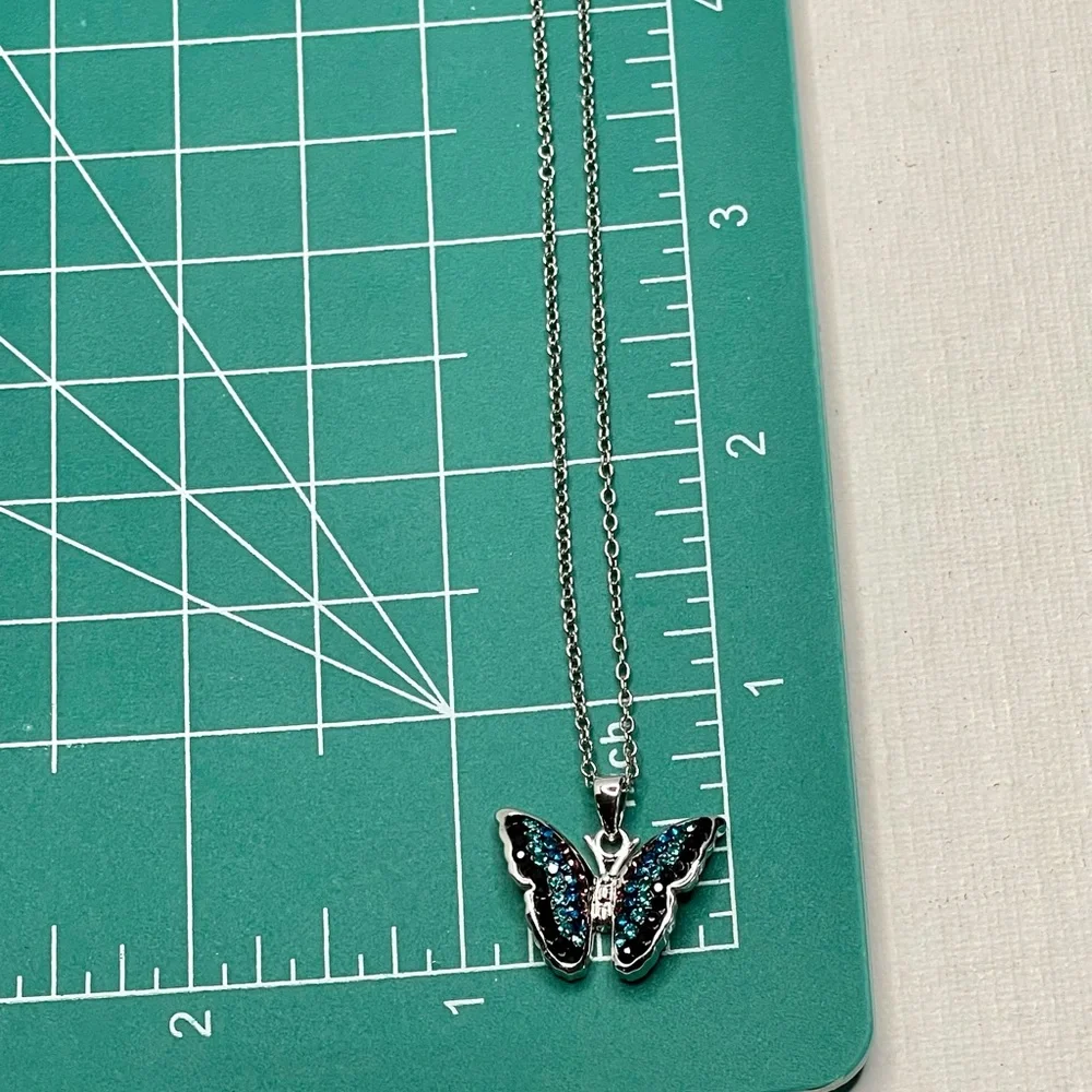 Crystal Butterfly Pendant Necklace - Picture 10 of 11
